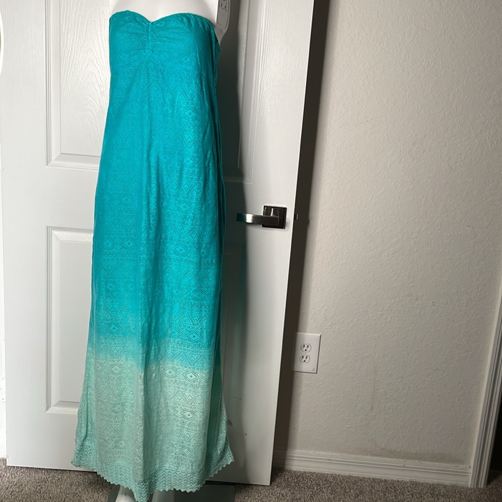 Roxy Strapless lace ombré tie dye maxi Dress